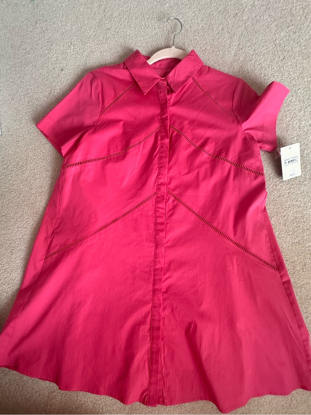 New Donna Morgan Bright Pink Collared A-Line Dress